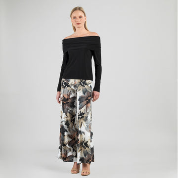 Ruched Off-Shoulder Top - Black