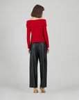 Ruched Off-Shoulder Top - Red