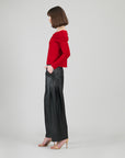 Ruched Off-Shoulder Top - Red