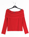 Ruched Off-Shoulder Top - Red