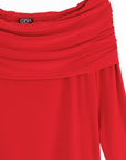 Ruched Off-Shoulder Top - Red