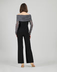 Sheer Shimmer - Ruched Off-Shoulder Top - Silver