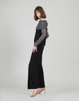 Sheer Shimmer - Ruched Off-Shoulder Top - Silver