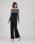 Sheer Shimmer - Ruched Off-Shoulder Top - Silver