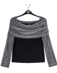 Sheer Shimmer - Ruched Off-Shoulder Top - Silver