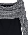 Sheer Shimmer - Ruched Off-Shoulder Top - Silver