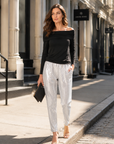 Ultra Cozy - Ruched Off-Shoulder Sweater Top - Black - Final Sale