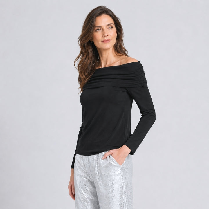 Ruched Off-Shoulder Top - Red - Final Sale – Clara Sunwoo