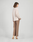 Faux Cashmere - Cowl Turtleneck Side Vent Sweater Tunic - Natural