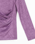 Crushed Silk Knit - Draped Neck Side Ruched Top - Plum - Final Sale!