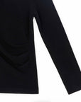 Ultra Cozy - Draped Neck Side Ruched Sweater Top - Black