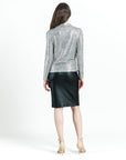 Glimmer Lamé - High Boat Neck Side Draped Top - Silver - Final Sale!