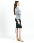 Glimmer Lamé - High Boat Neck Side Draped Top - Silver - Final Sale!