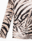 High Boat Neck Side Draped Top - Striped Zebra