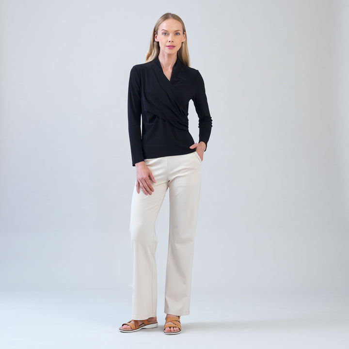 V-Neck Draped Pleat Top - Black - Final Sale – Clara Sunwoo