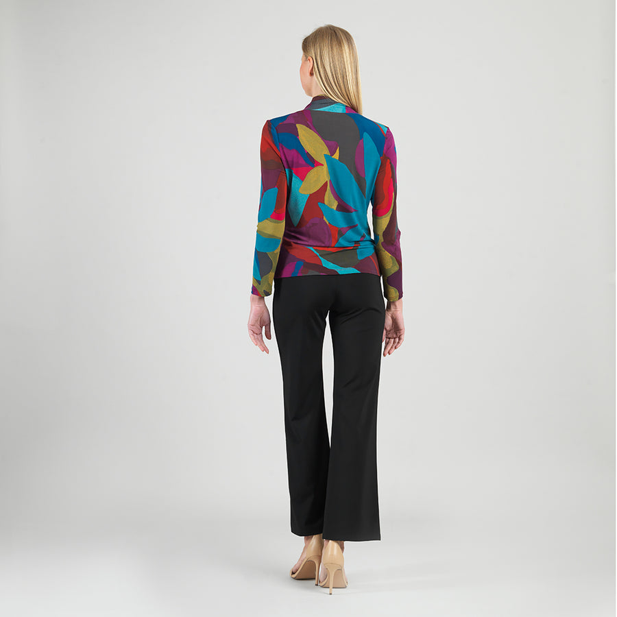 V-Neck Draped Pleat Top - Petal Burst