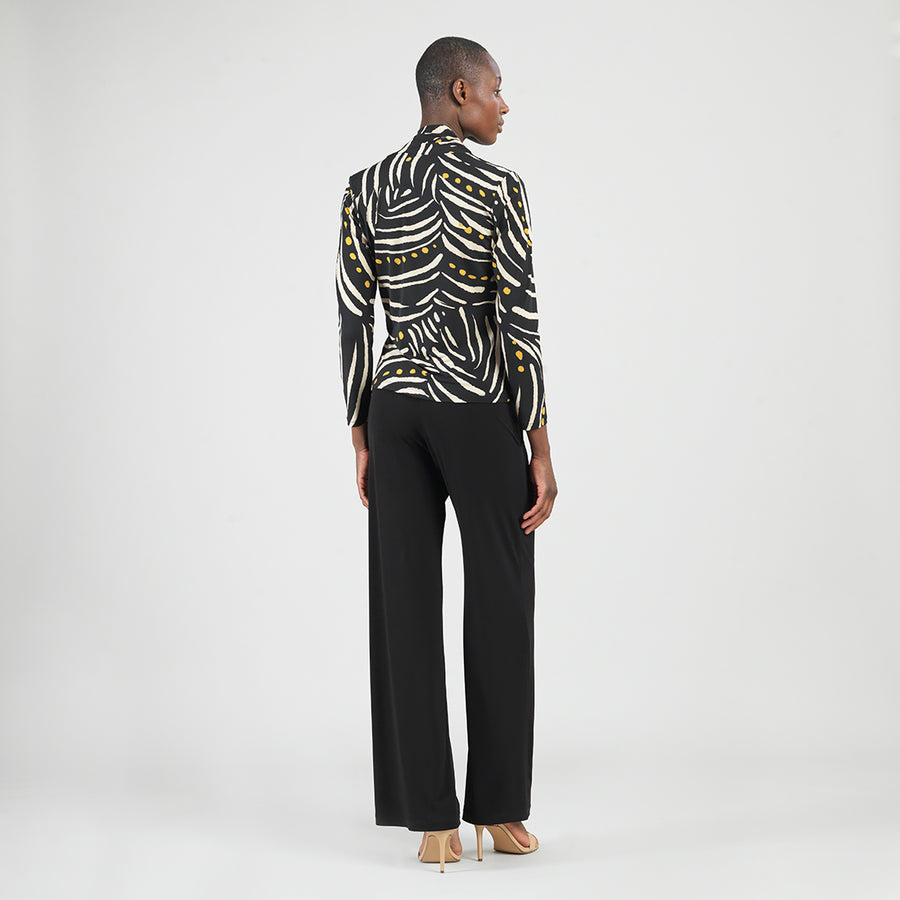V-Neck Draped Pleat Top - Dots & Stripes