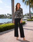 V-Neck Draped Pleat Top - Dots & Stripes - Final Sale
