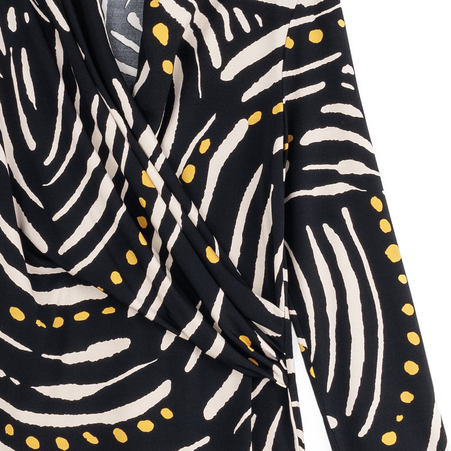 V-Neck Draped Pleat Top - Dots & Stripes