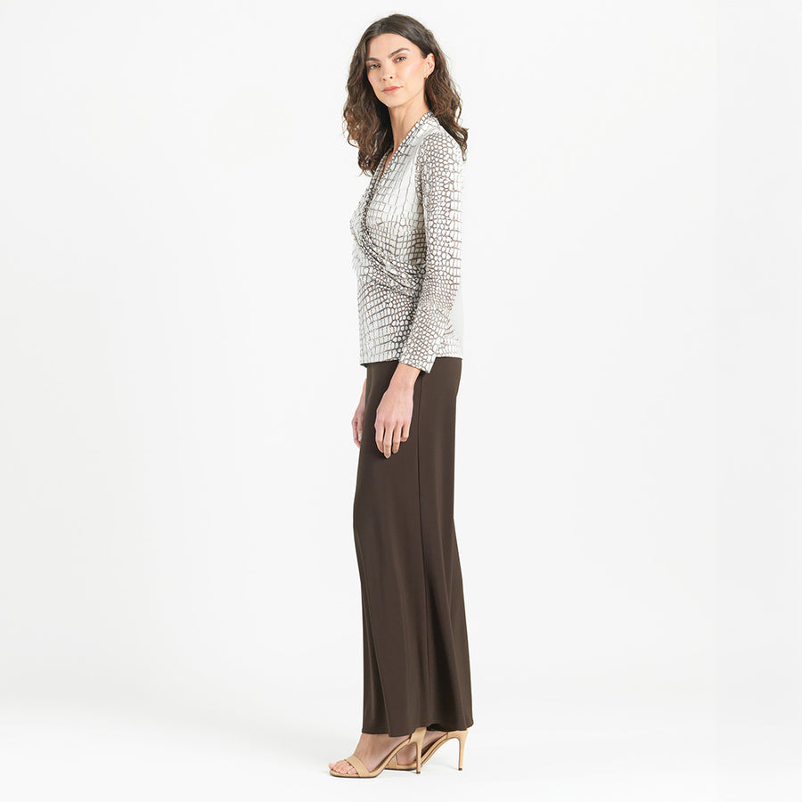 Shimmer Textile - V-Neck Draped Pleat Top - Croc Scale - Limited Sizes - SM, LRG, XL