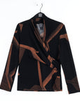 Lightweight Cozy - V-Neck Draped Pleat Sweater Top - Linear Geo
