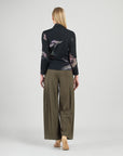 Cozy Knit - V-Neck Draped Pleat Sweater Top - Shadow Brush