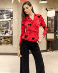 Surplice Crossover Top - Rose Floret