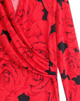 Surplice Crossover Top - Rose Floret
