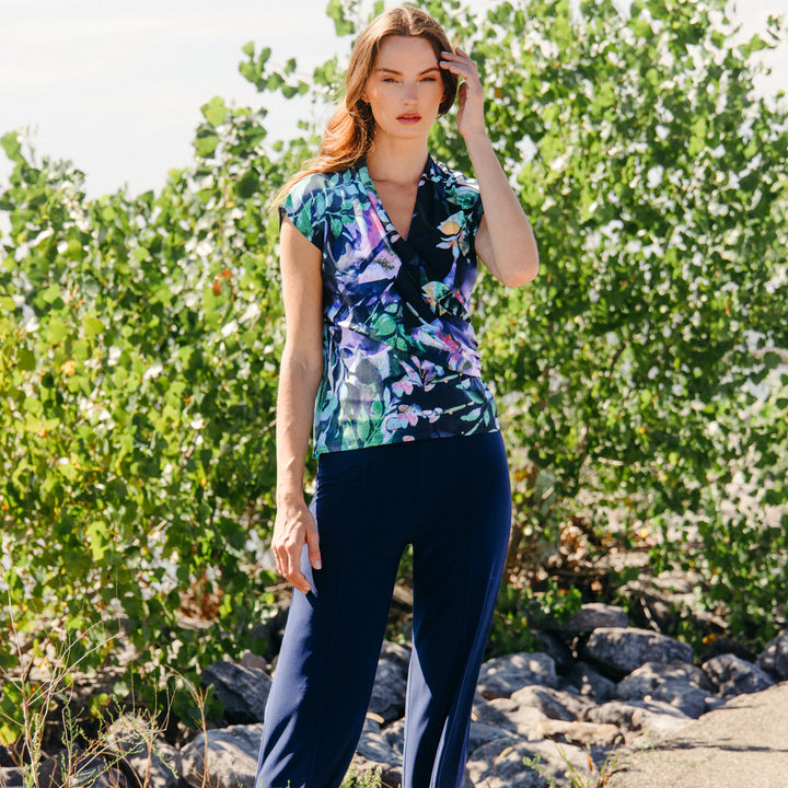 Cap Sleeve Surplice Crossover Top - Floral Dream – Clara Sunwoo