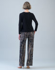 Long Sleeve Stitch Overlay Top - Black
