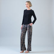 Long Sleeve Stitch Overlay Top - Black