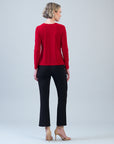 Long Sleeve Stitch Overlay Top - Red