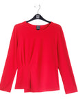 Long Sleeve Stitch Overlay Top - Red
