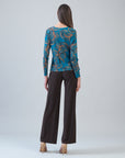 Long Sleeve Stitch Overlay Top - Autumn Leaves