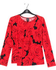 Long Sleeve Stitch Overlay Top - Rose Floret