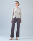 Lounge Knit - Long Sleeve Stitch Overlay Sweater - Natural