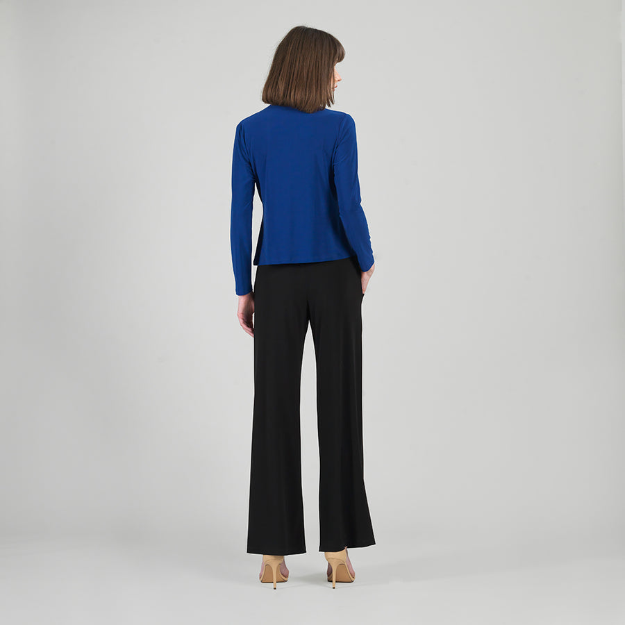 Long Sleeve Loop Front Top - Cobalt