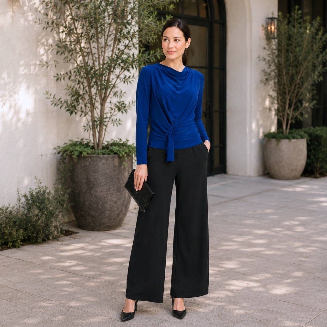 Long Sleeve Loop Front Top - Cobalt - Final Sale – Clara Sunwoo
