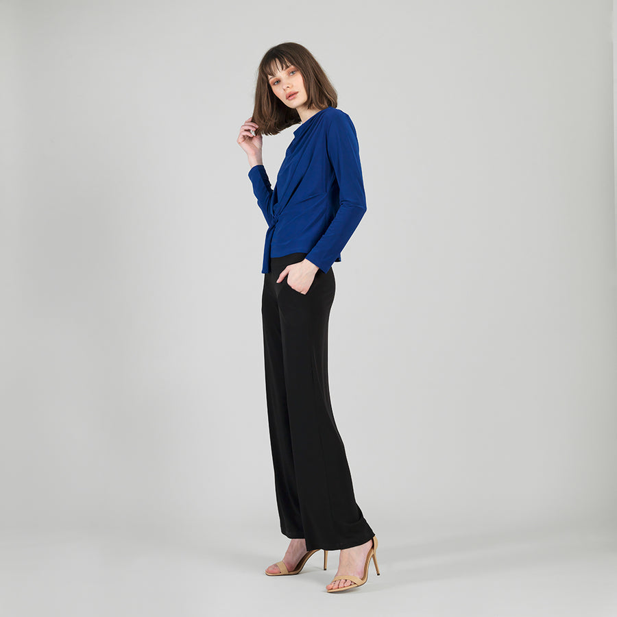 Long Sleeve Loop Front Top - Cobalt