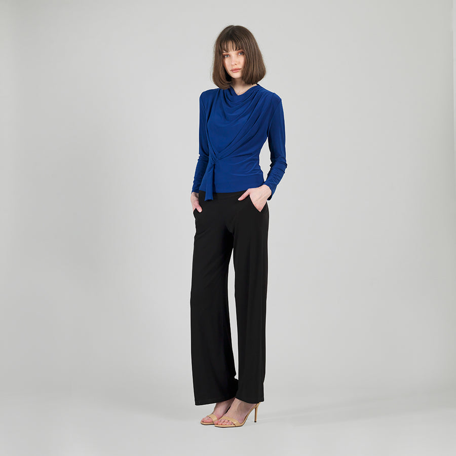 Long Sleeve Loop Front Top - Cobalt