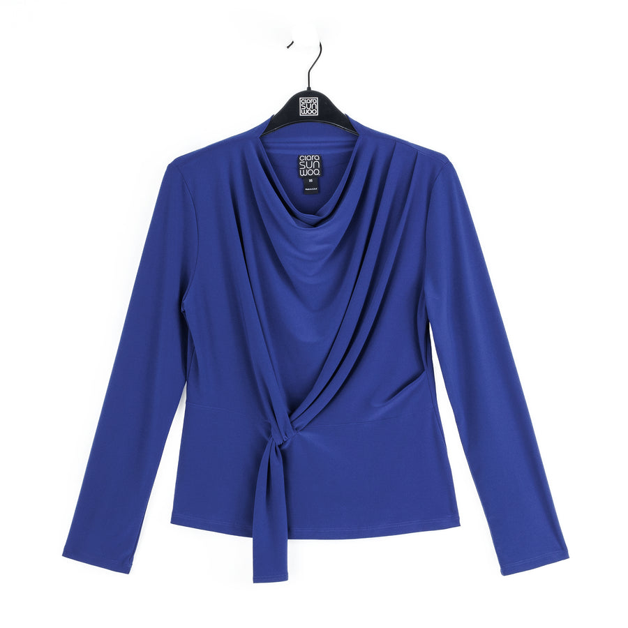 Long Sleeve Loop Front Top - Cobalt