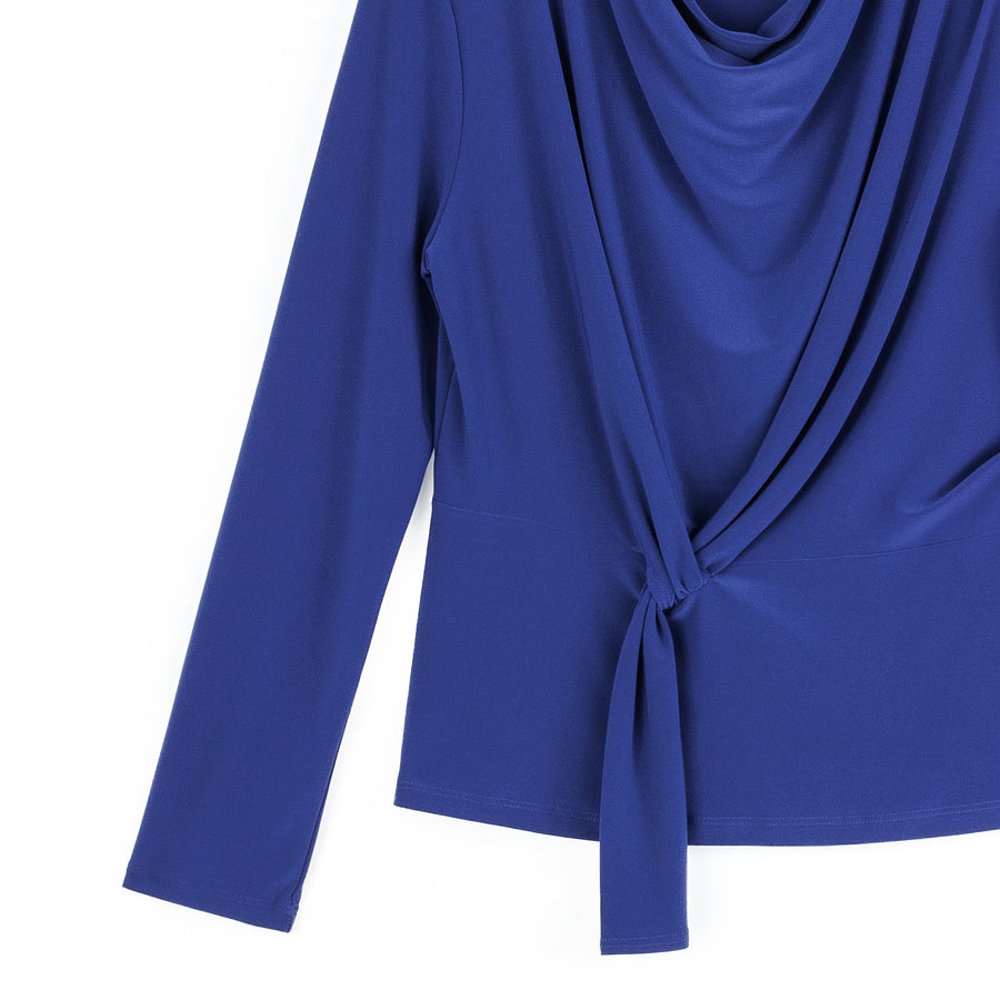 Long Sleeve Loop Front Top - Cobalt