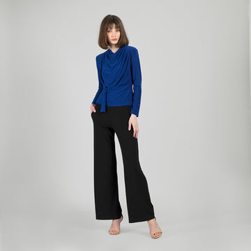 Long Sleeve Loop Front Top - Cobalt