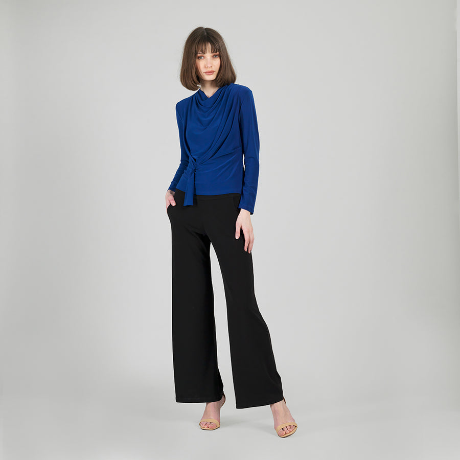 Long Sleeve Loop Front Top - Cobalt