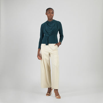 Long Sleeve Loop Front Top - Hunter Green