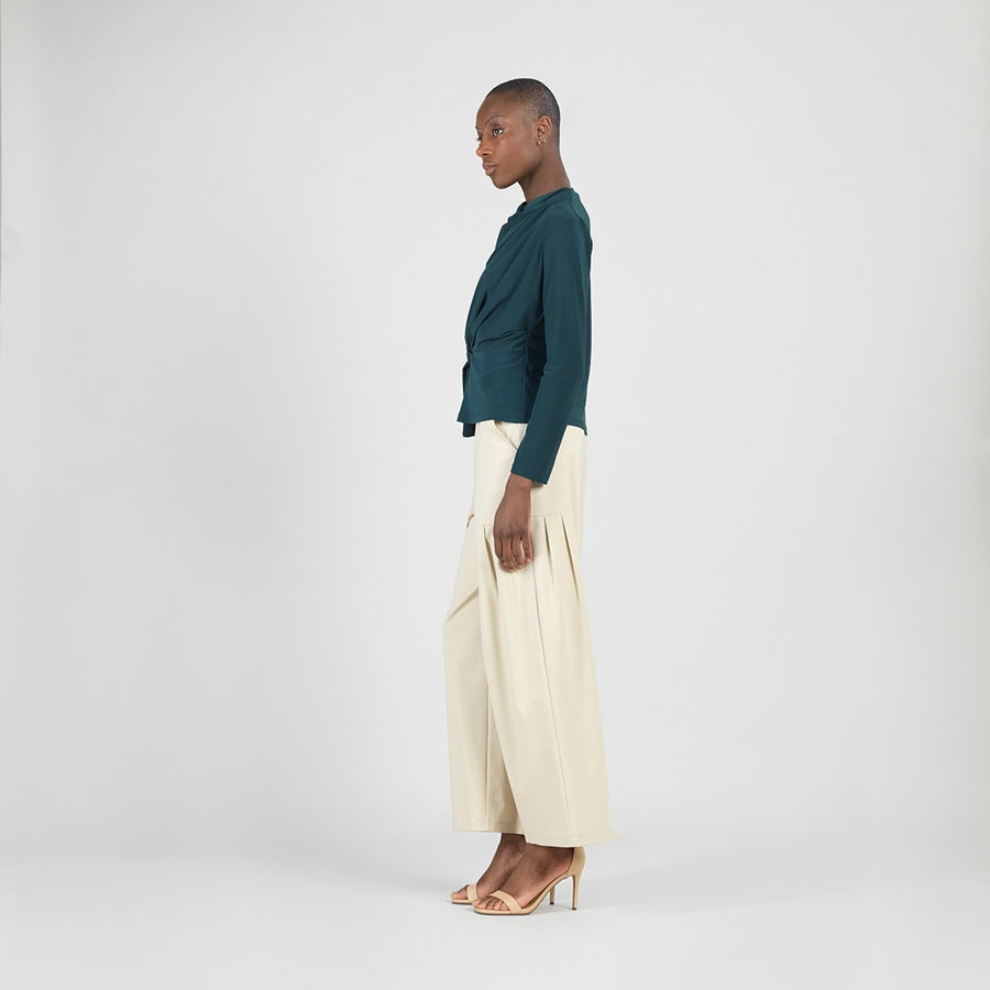 Long Sleeve Loop Front Top - Hunter Green