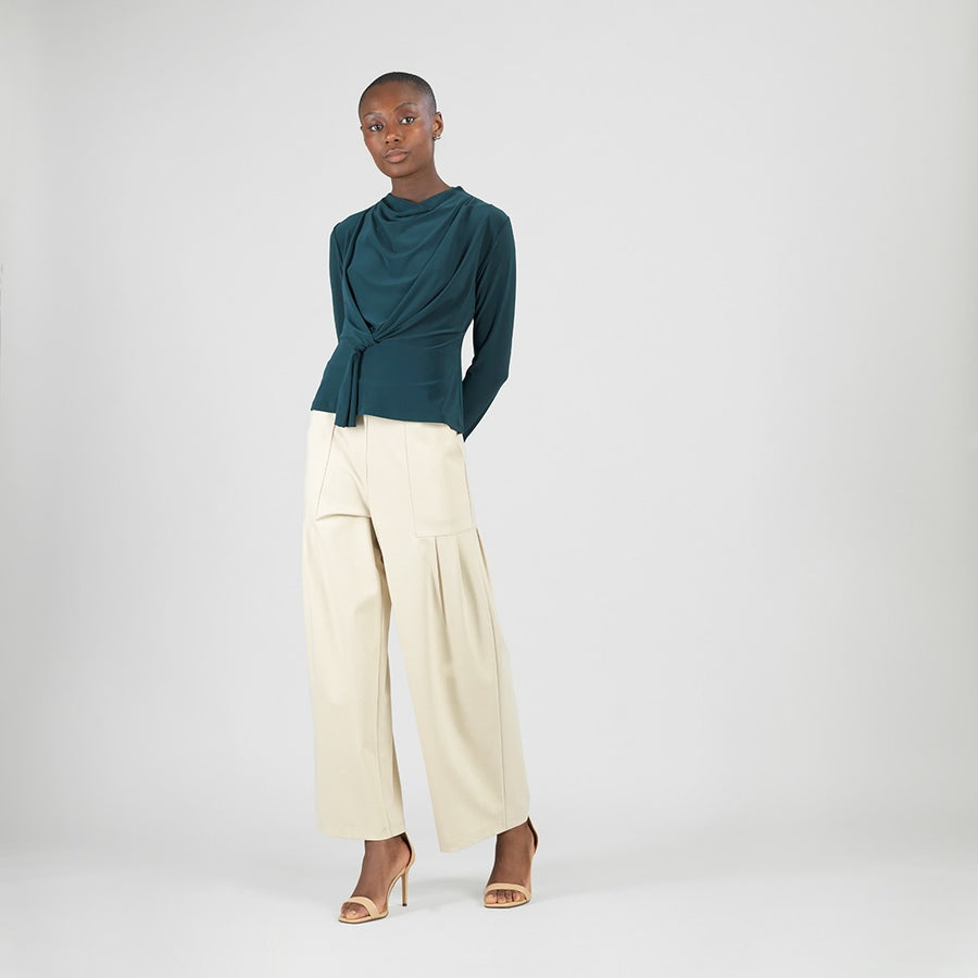 Long Sleeve Loop Front Top - Hunter Green