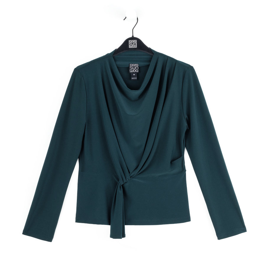 Long Sleeve Loop Front Top - Hunter Green
