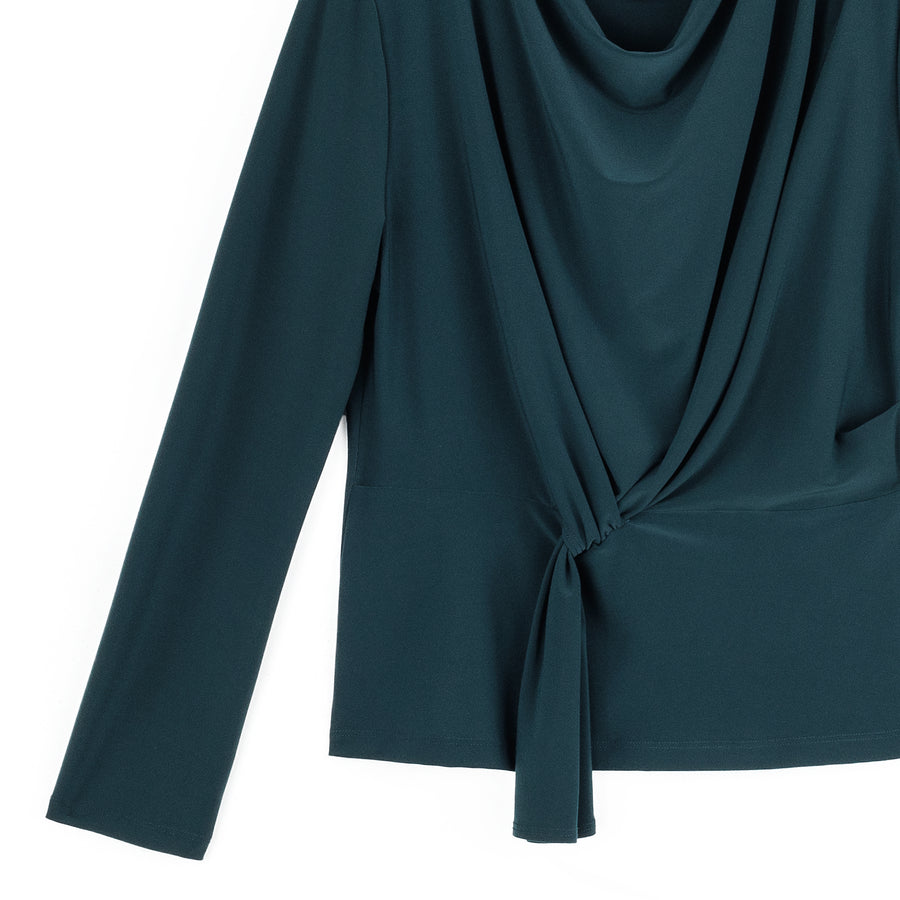 Long Sleeve Loop Front Top - Hunter Green