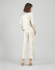 Foil Sheen - Long Sleeve Loop Front Top - Champagne